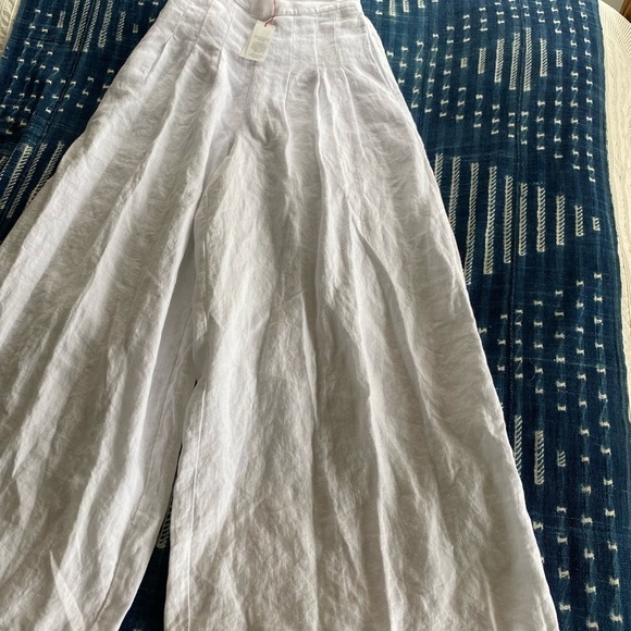 NWT d96p Wide Leg Linen Pants White - Picture 3 of 10